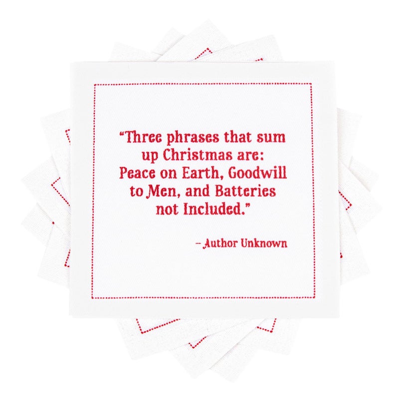 Five Star Napkins Christmas Quotes - White Cotton - 4.5" x 4.5" - Single Use - Party, Events, Holiday (50 x) - Image 1